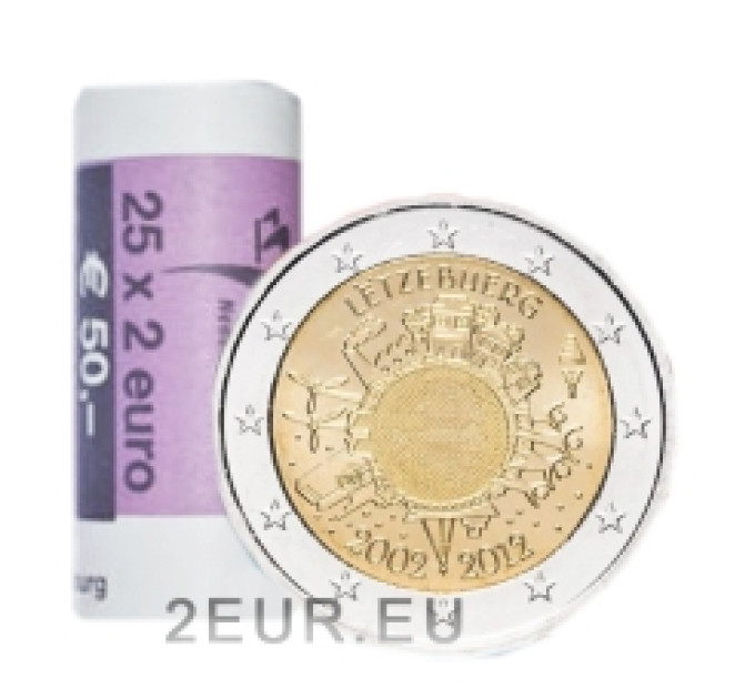 Luxemburgo 2 euros UNC rollo 2012 - 10 años del euro por 120.00 € ✅