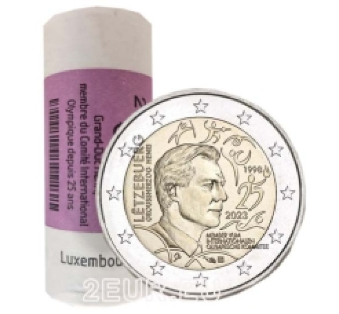 Luxemburgo 2 euros UNC rollo 2023 - 25º aniversario de la admisión del Gran Duque Enrique como miembro del Comité Olímpico Internacional por 200.00 € ✅
