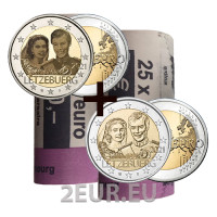 Luxembourg 2 euro UNC roll 2021 - 40th wedding anniversary of Grand Duke Henri and Grand Duchess Maria Teresa Luxembourg 2 euro UNC roll 2021 - 40th wedding anniversary of Grand Duke Henri and Grand Duchess Maria Teresa