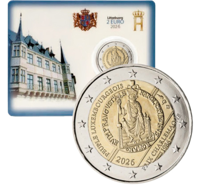 Luxembourg 2 euro BU 2026 - 40TH ANNIVERSARY OF THE AWARDING OF THE INTERNATIONAL CHARLEMAGNE PRIZE TO THE LUXEMBOURGISH PEOPLE for 26.00 € ✅