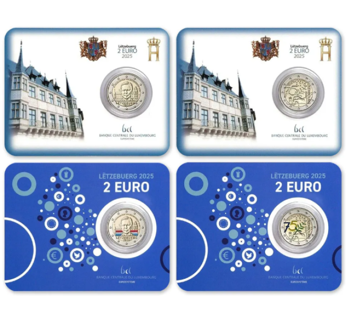 Luxembourg 2 euro BU 2025 - 75th anniversary of the Schuman Declaration + 25th anniversary of the accession to the throne of Grand Duke Henri for 250.00 € ✅