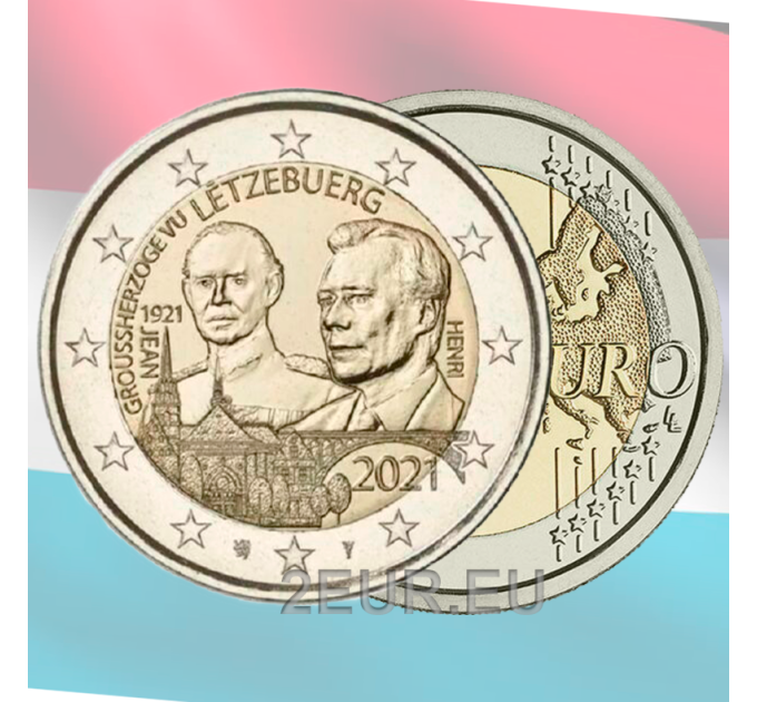 Luxemburgo 2 euros UNC 2021 - 100 Aniversario del Nacimiento del Gran Duque Jean Relieve por 5.50 € ✅
