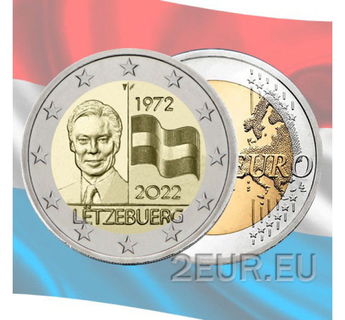 2 euros Luxemburgo UNC 2022 - Bandera 50 Años Luxemburgo por 9.50 € ✅