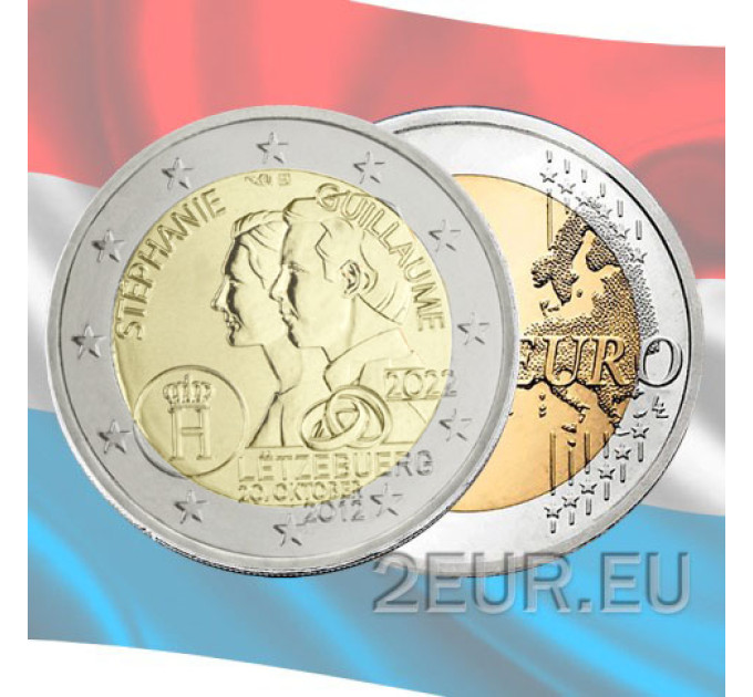 Luxembourg 2 euro UNC 2022 - 10 Years Since the Wedding of Hereditary Grand Duke Guillaume and Hereditary Grand Duchess Stéphanie for 9.50 € ✅