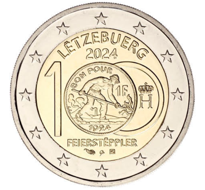 Luxemburgo 2 euros UNC 2024 - Centenario de la introducción del franco luxemburgués por 9.00 € ✅