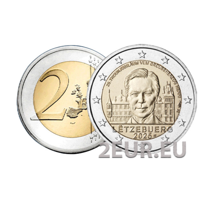 Luxemburgo 2 euros UNC 2025 - 25º aniversario de la ascensión al trono del Gran Duque Enrique por 9.50 € ✅