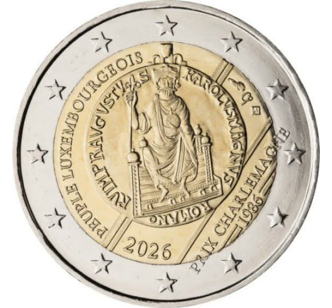 Luxembourg 2 euro UNC 2026 - 40TH ANNIVERSARY OF THE AWARDING OF THE INTERNATIONAL CHARLEMAGNE PRIZE TO THE LUXEMBOURGISH PEOPLE for 9.00 € ✅