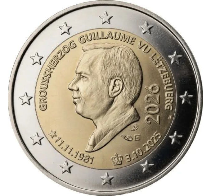 Luxembourg 2 euro UNC 2026 - ACCESSION TO THE THRONE OF GRAND DUKE GUILLAUME AND HIS 45TH BIRTHDAY for 9.00 € ✅