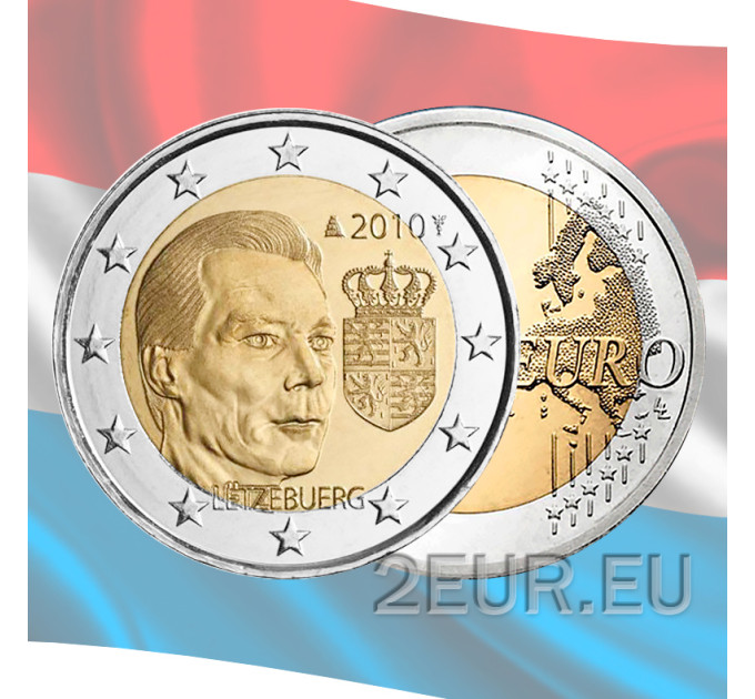Luxembourg 2 euro UNC 2010 - Coat of Arms of The Grand Duke Henri for 7.20 € ✅