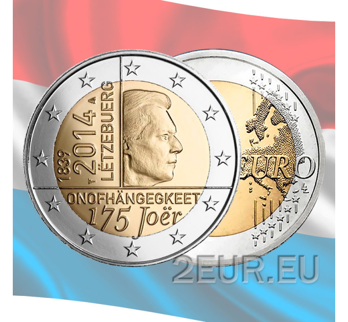 Luxemburgo 2 euros UNC 2014 - 175 Aniversario de la Independencia del Gran Ducado de Luxemburgo por 5.90 € ✅