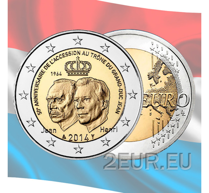 Luxemburgo 2 euros UNC 2014 - 50 Aniversario de la Ascensión al Trono del Gran Duque Jean por 5.70 € ✅