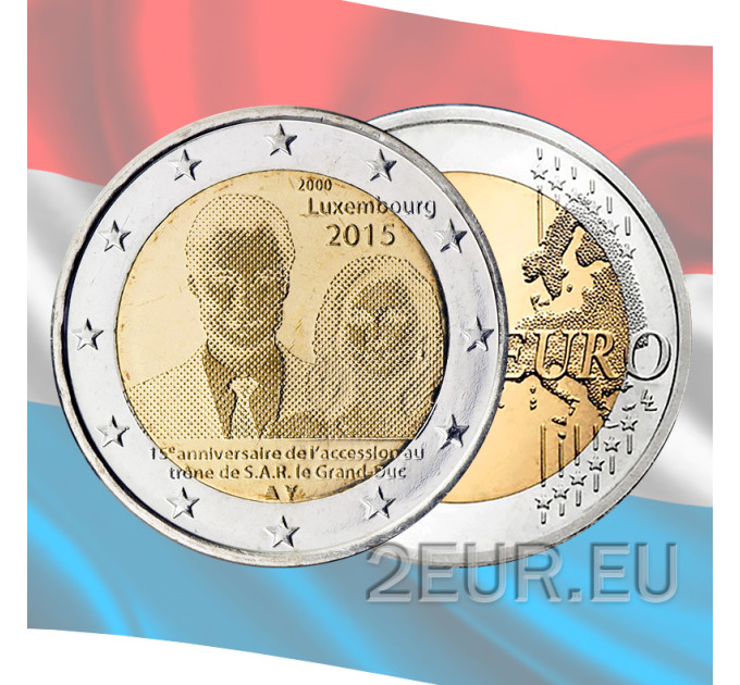 Luxemburgo 2 euros UNC 2015 - 15 Aniversario de la Ascensión al Trono de S.A.R. el gran duque por 5.90 € ✅