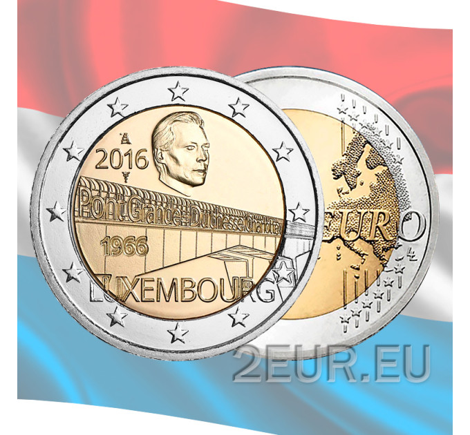 Luxembourg 2 euro UNC 2016 - 50th Anniversary of the Grand Duchess Charlotte Bridge for 4.90 € ✅