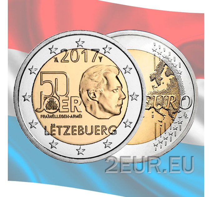 Luxembourg 2 euro UNC 2017 - 50th Anniversary of the Voluntariness of the Luxembourg Army for 6.50 € ✅