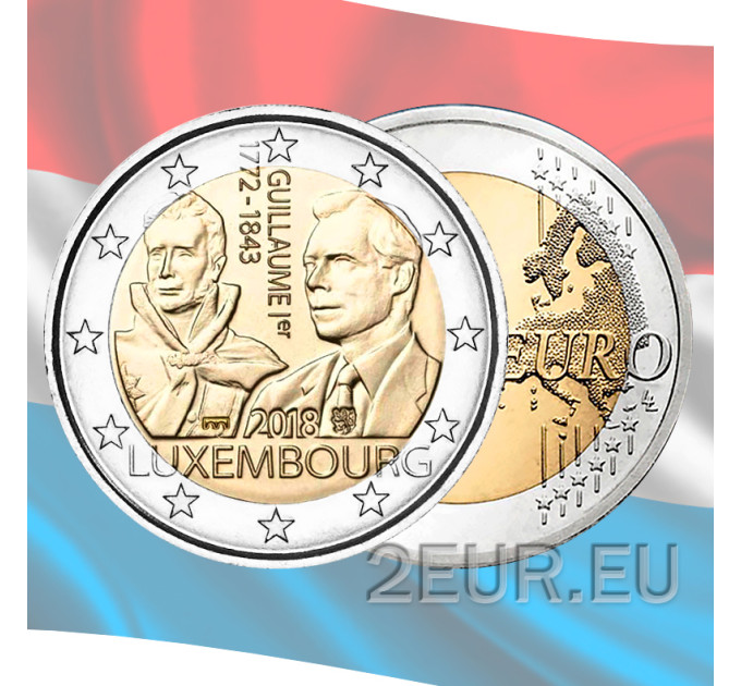 Luxemburgo 2 euros UNC 2018 - 175 Aniversario de la Muerte del Gran Duque Guillermo I por 6.00 € ✅