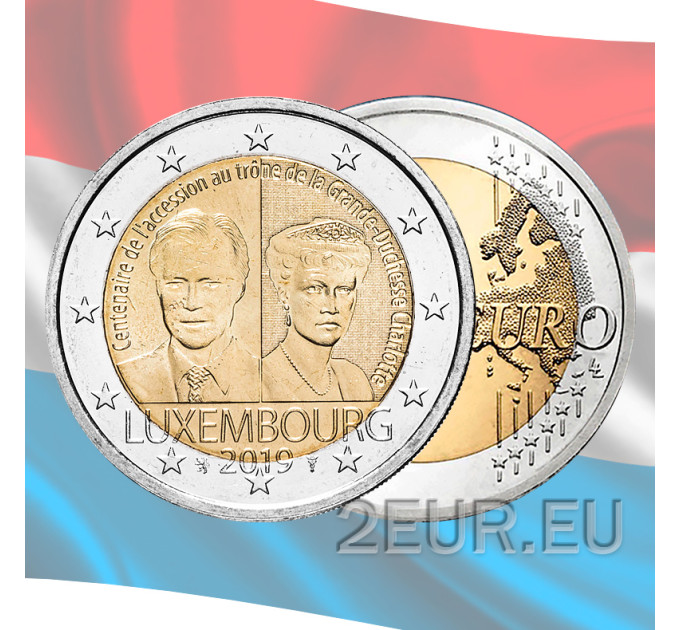 Luxembourg 2 euro UNC 2019 - 100th Anniversary of Grand Duchess Charlotte's Accession to the Throne for 6.50 € ✅
