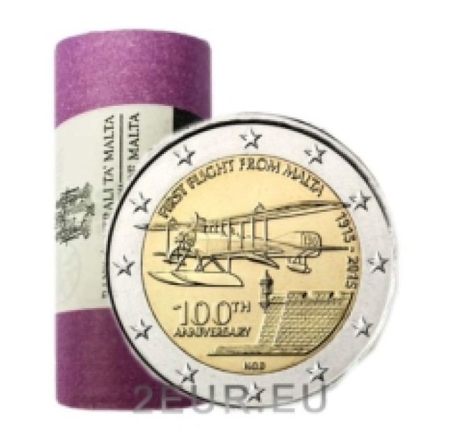 Malta 2 euros UNC rollo 2015 - Primer vuelo de Malta por 180.00 € ✅