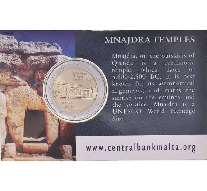 Malta 2 euros BU 2018 - Templos de Mnajdra por 16.00 € ✅