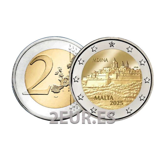 Malta 2 euros UNC 2025 - Ciudad histórica de Mdina por 17.00 € ✅