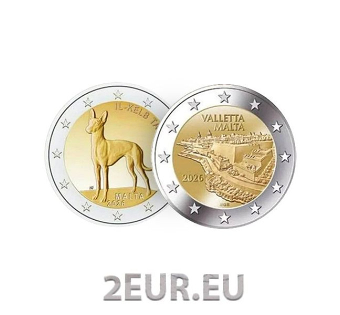 Malta 2 Euros UNC 2026 - El perro del faraón + Valletta por 27.00 € ✅