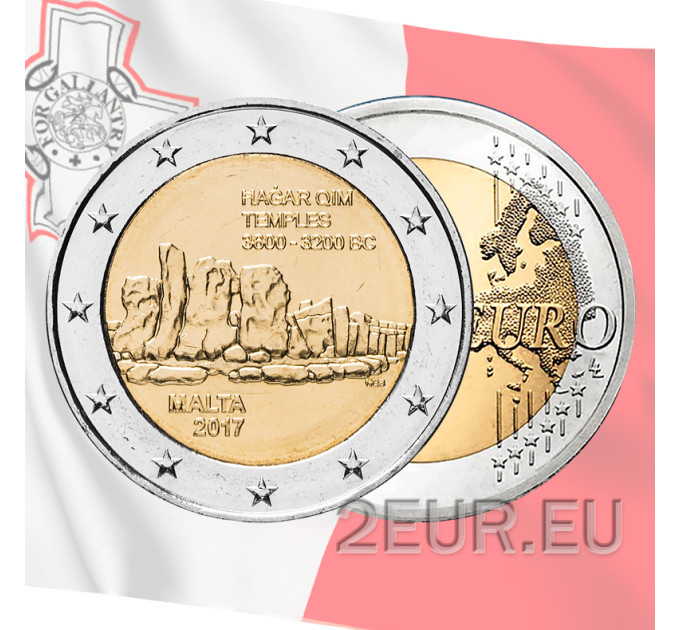 Malta 2 euro UNC 2017 - Hagar Qim Temples for 6.20 € ✅