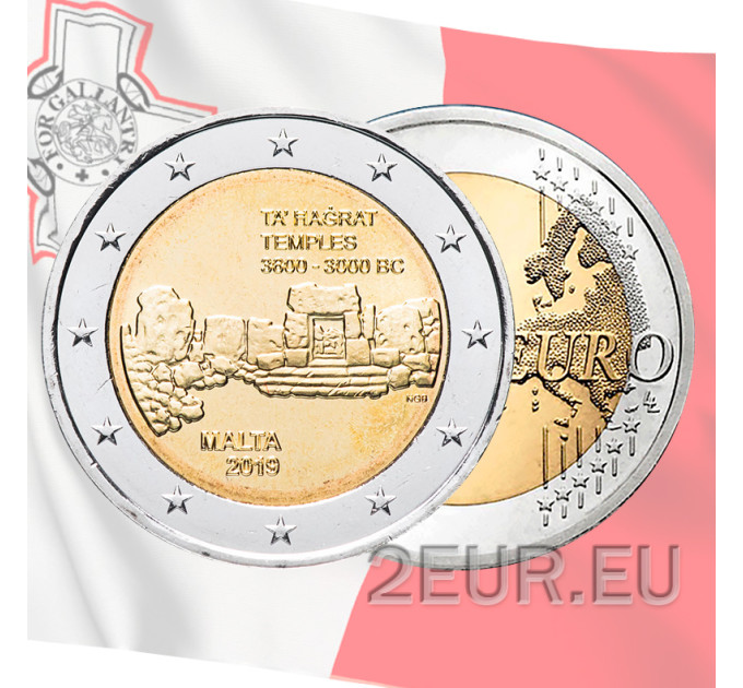 Malta 2 euro UNC 2019 - Ta Hagrat Temples for 6.20 € ✅