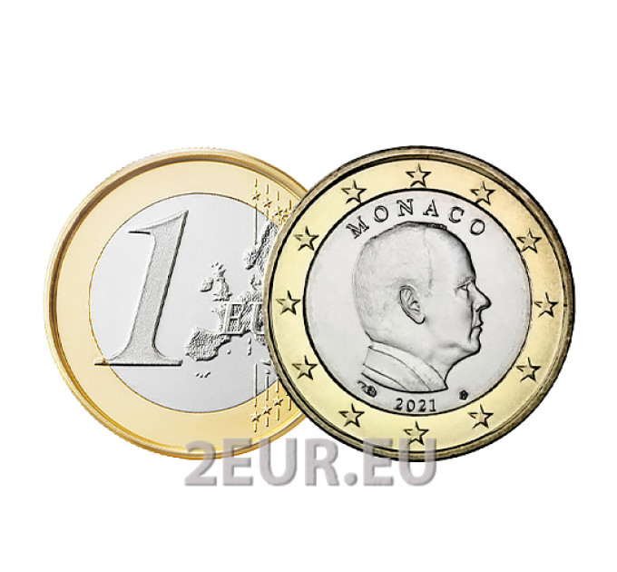 Monaco 1 euro UNC 2021 - Prince Albert II for 3.20 € ✅