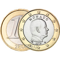 Mónaco 1 euro UNC 2019 - Príncipe Alberto II
