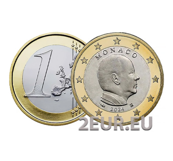 1 euro Mónaco UNC 2024 - Príncipe Alberto II por 2.80 € ✅