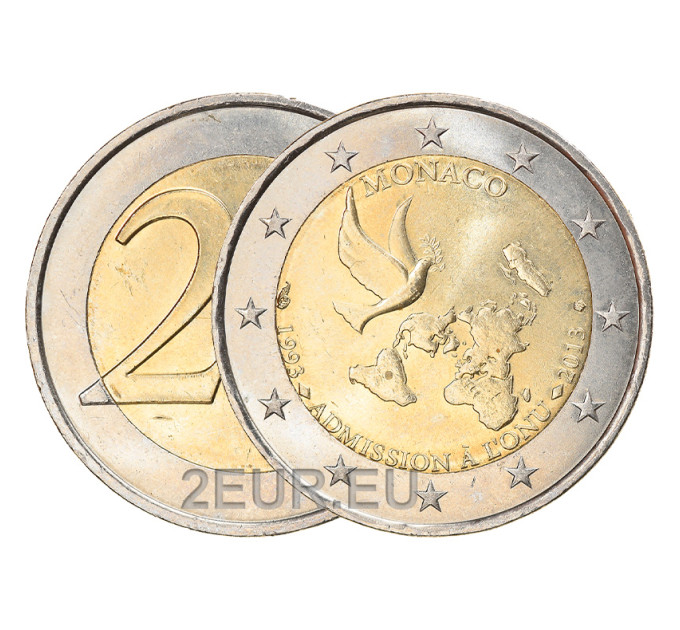 Mónaco 2 euros UNC 2013 - 20 Aniversario de ingreso en la ONU por 9.50 € ✅