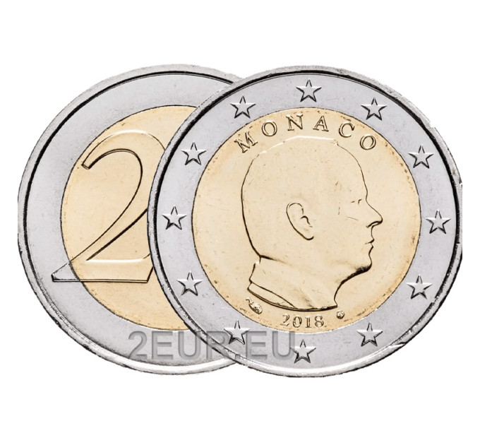 2 euros Mónaco UNC 2018 - Príncipe Alberto II por 8.50 € ✅
