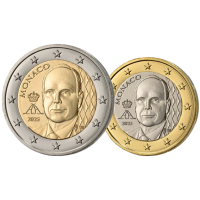 Monaco 1 and 2 euro UNC 2025 - Prince Albert II Monaco 1 and 2 euro UNC 2025 - Prince Albert II