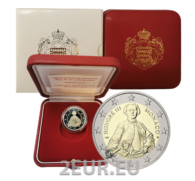 Monaco 2 euro PROOF 2020 - 300th Anniversary of the Birth of Prince Honoré III for 580.00 € ✅