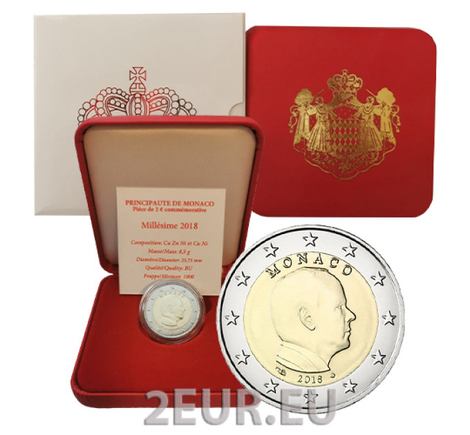 2 euros Mónaco BU 2018 - Príncipe Alberto II por 27.50 € ✅