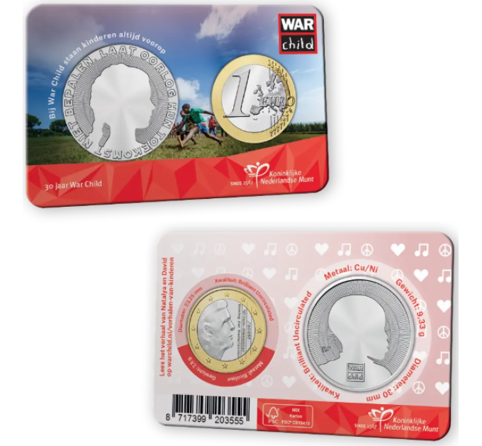 Países Bajos 1 euro BU 2025 - 30 años de War Child por 12.00 € ✅