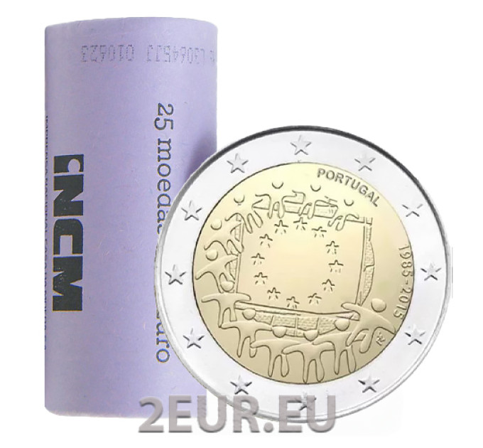 Portugal 2 euros UNC rollo 2015 - 30 Aniversario de la Bandera UE por 95.00 € ✅