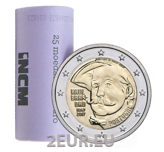 Portugal 2 euros UNC rollo 2017 - 150 años del nacimiento de Raul Brandão por 100.00 € ✅