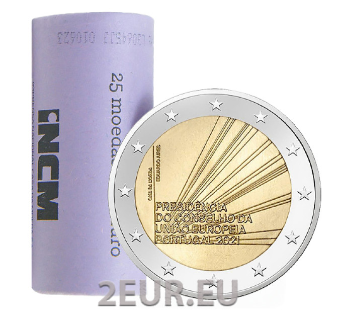 Portugal 2 euros UNC rollo 2021 - Presidencia del Consejo de la Unión Europea por 75.00 € ✅