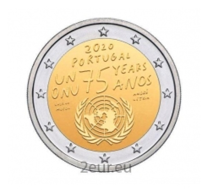 Portugal 2 euro UNC roll 2020 - 75 Years of the United for 80.00 € ✅
