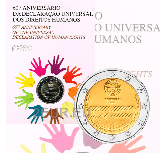 Portugal 2 euros BU 2008 - 60 Años Derechos Humanos por 22.50 € ✅