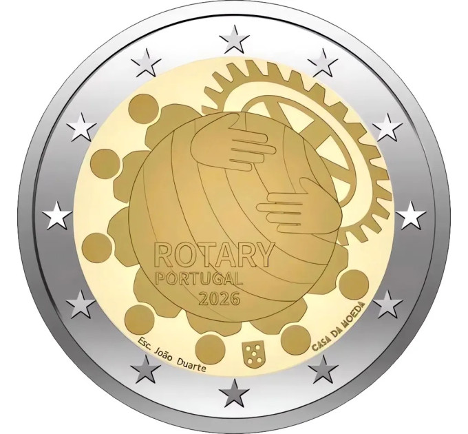 Portugal 2 euro UNC roll 2026 - 100th Anniversary of the Rotary Foundation in Portugal for 65.00 € ✅