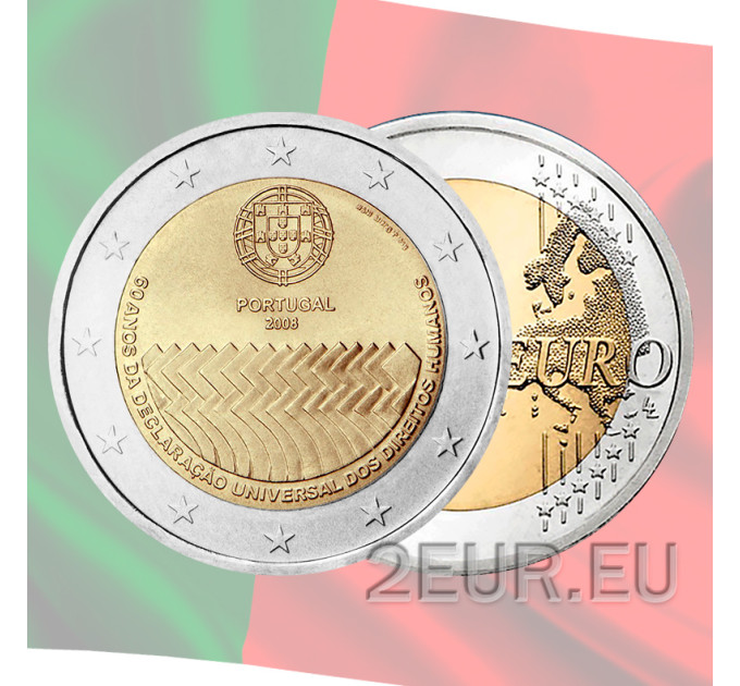 Portugal 2 euros UNC 2008 - 60 Años Derechos Humanos por 7.30 € ✅