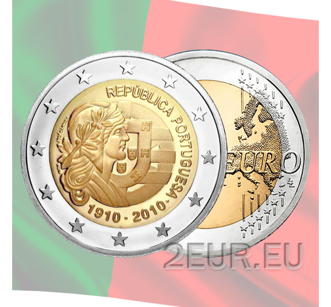Portugal 2 euro UNC 2010 - Centenary of Portuguese Republic for 6.80 € ✅