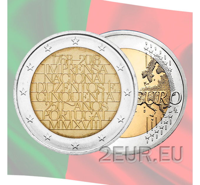Portugal 2 euro UNC 2018 - 250th Anniversary of the National Printing Office for 5.50 € ✅
