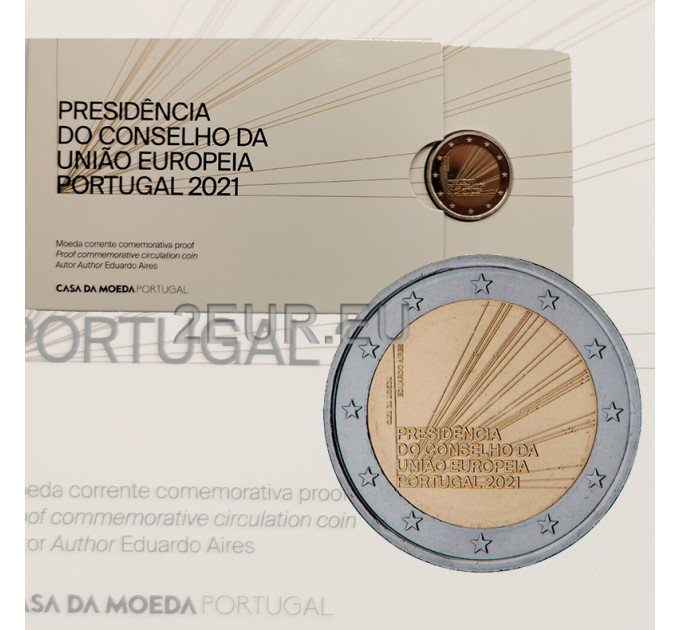 Portugal 2 euros proof 2021 - Presidencia del Consejo de la Unión Europea por 50.50 € ✅