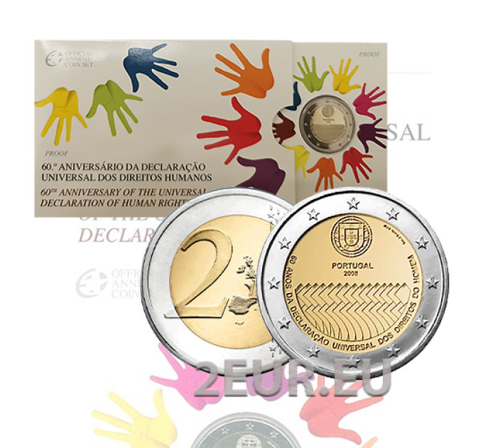 Portugal 2 euros proof 2008 - 60 Años Derechos Humanos por 53.00 € ✅