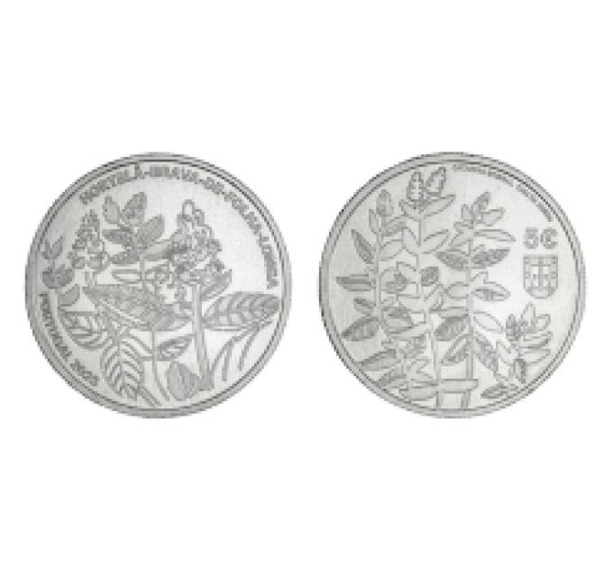 Portugal 5 euros UNC 2023 - Menta verde de hoja larga por 9.00 € ✅