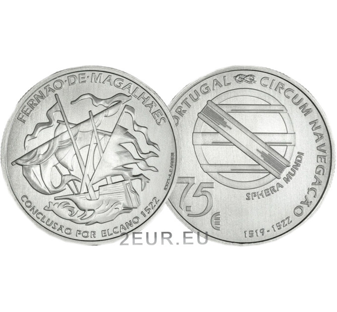 Portugal 7,5 euros UNC 2022 - 500 Aniversario de la Primera Circunnavegación de la Tierra de Magallanes - Elcano 1522 por 12.00 € ✅