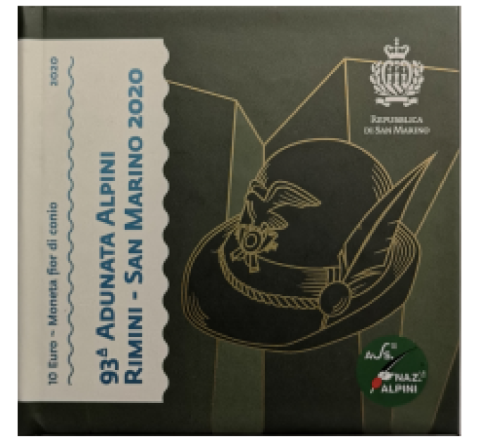 San Marino 10 euro BU 2020 - 93ª Reunión del Club Alpino en Rimini y San Marino por 19.50 € ✅