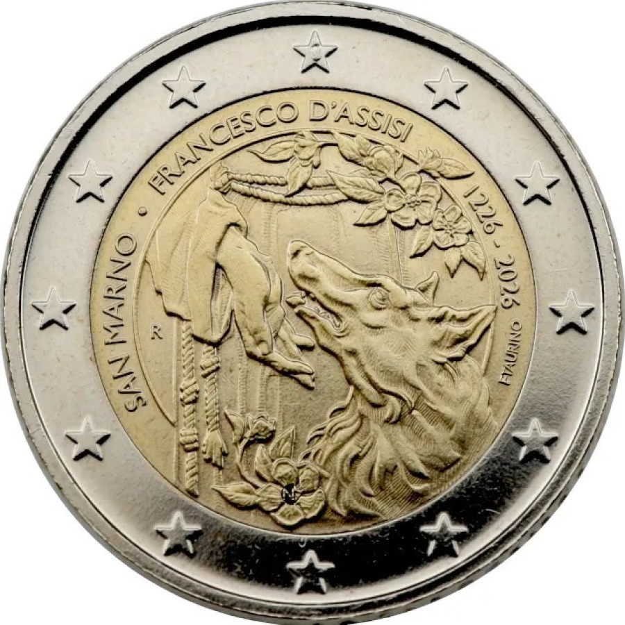 San Marino 2 euros Proof 2026 - 800.º aniversario de la muerte de Francisco de Asís